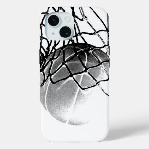 Black & White Basketball iPhone 15 Case