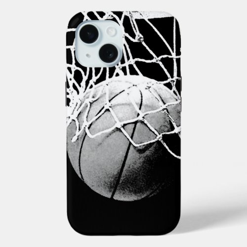 Black White Basketball iPhone 15 Case