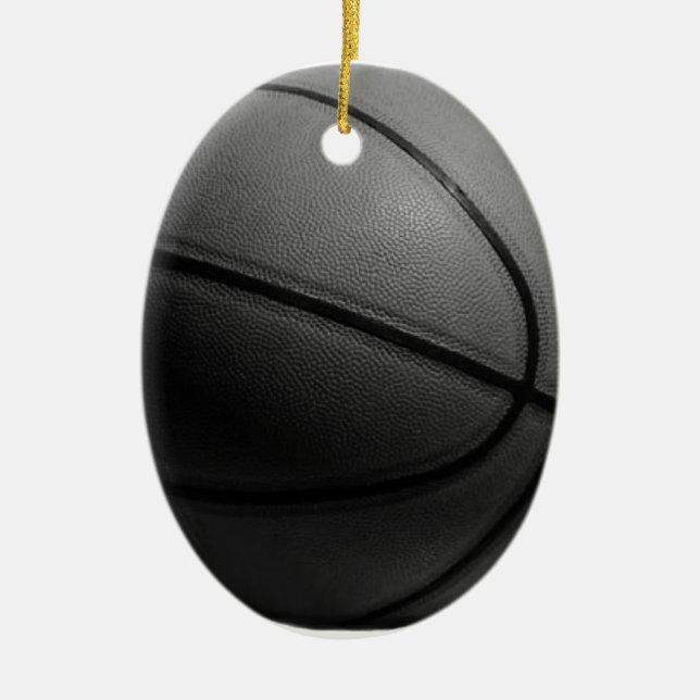 Black & White Basketball Ceramic Ornament (Front)