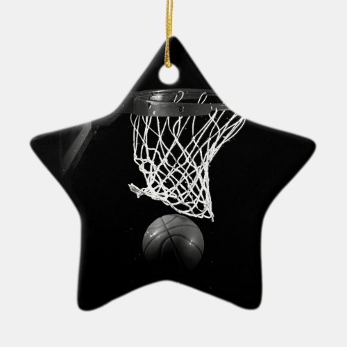 Black  White Basketball Ceramic Ornament