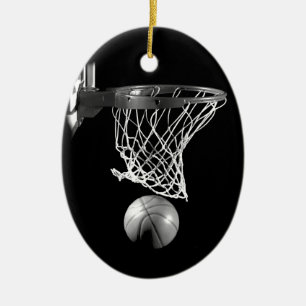 Black & White Basketball Ceramic Ornament