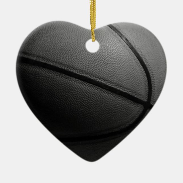 Black & White Basketball Ceramic Ornament (Front)
