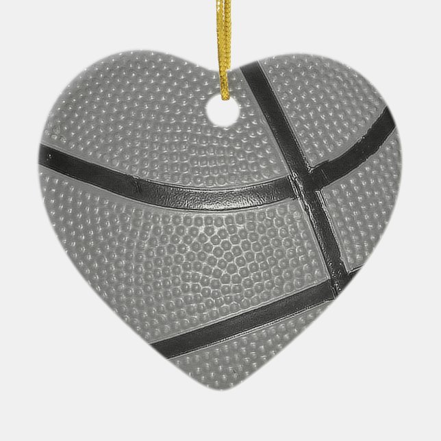 Black & White Basketball Ceramic Ornament (Front)