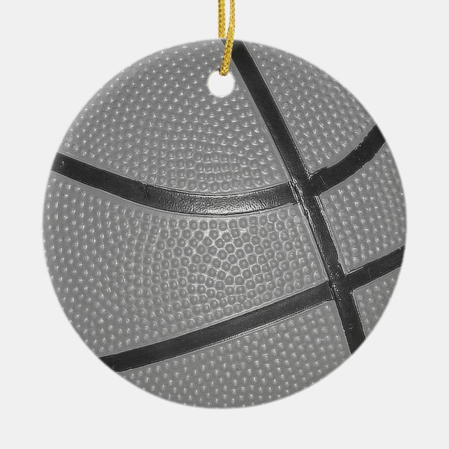 Black & White Basketball Ceramic Ornament (Front)