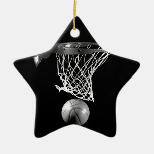 Black & White Basketball Ceramic Ornament