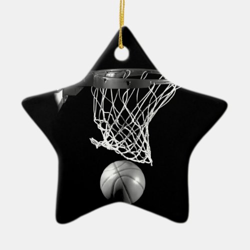 Black  White Basketball Ceramic Ornament