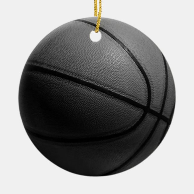 Black & White Basketball Ceramic Ornament (Front)