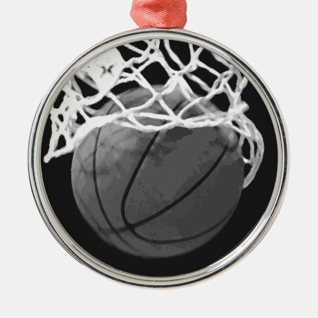 Black & White Basketball Christmas Ornaments (Front)