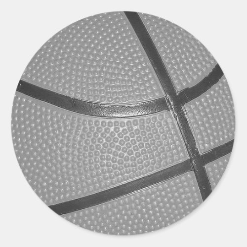 Black  White Basketball Classic Round Sticker