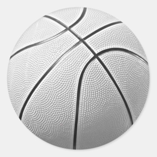 Black  White Basketball Classic Round Sticker