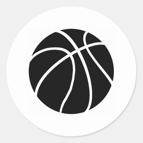 Black  White basketball Classic Round Sticker