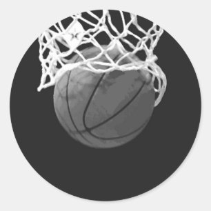 Black & White Basketball Classic Round Sticker