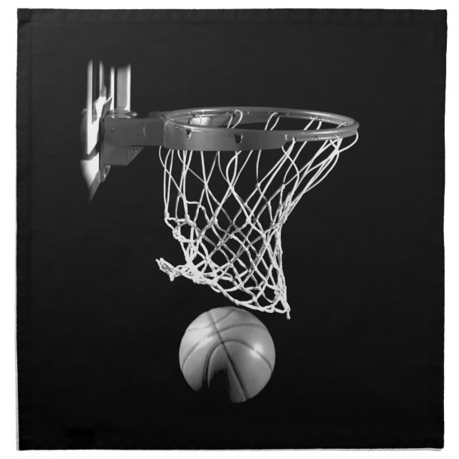 Black & White Basketball Cloth Napkin (Front)