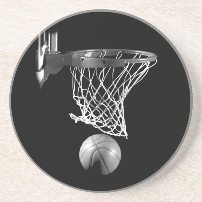 Black & White Basketball Coaster (Front)