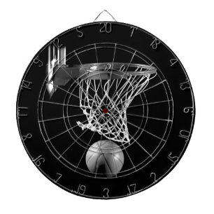Black & White Basketball Dartboard With Darts