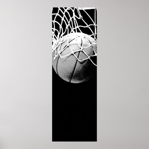 Black White Basketball Door Poster