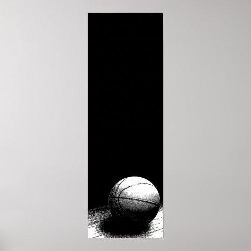 Black  White Basketball Door Poster