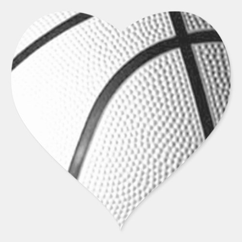 Black  White Basketball Heart Sticker