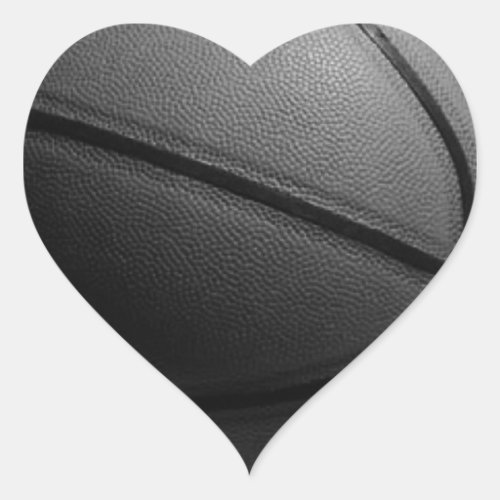 Black  White Basketball Heart Sticker