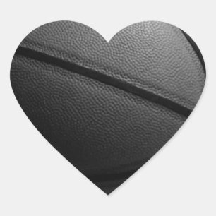 Black & White Basketball Heart Sticker