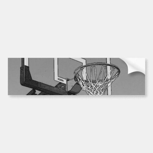 Black  White Basketball Hoop Bumper Sticker