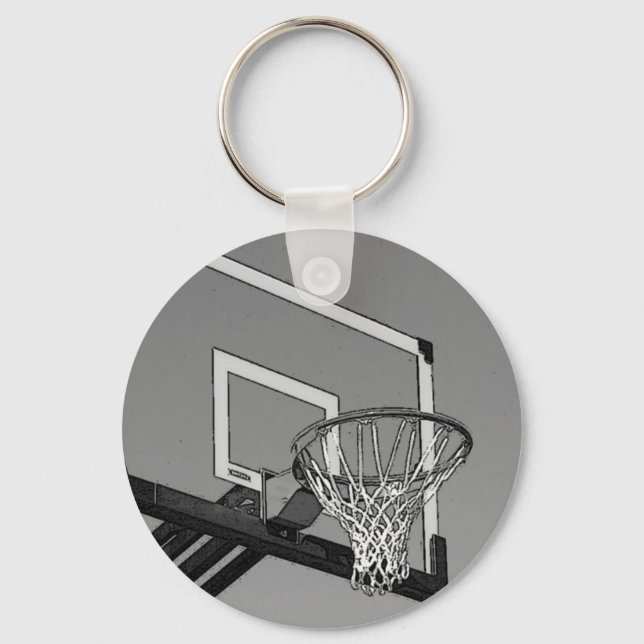Black & White Basketball Hoop Keychain (Front)