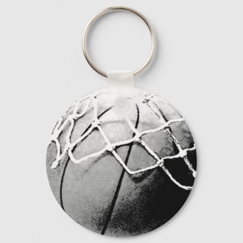 Black  White Basketball Hoop Net Keychain