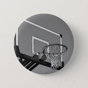 Black & White Basketball Hoop Pinback Button