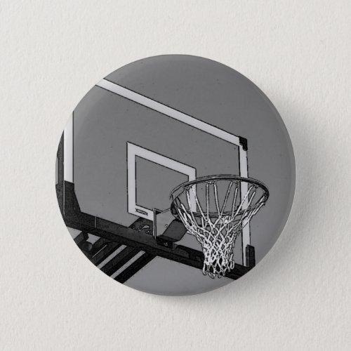Black  White Basketball Hoop Pinback Button