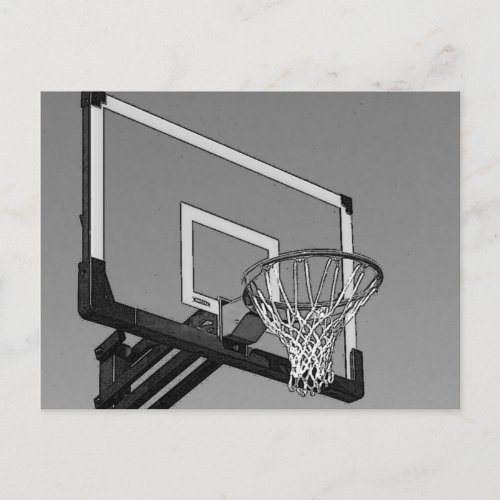 Black  White Basketball Hoop Postcard