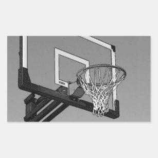 Black & White Basketball Hoop Rectangular Sticker