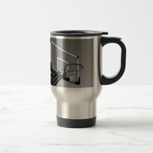 Black  White Basketball Hoop Travel Mug