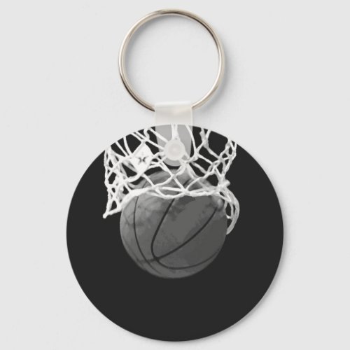 Black  White Basketball Keychain