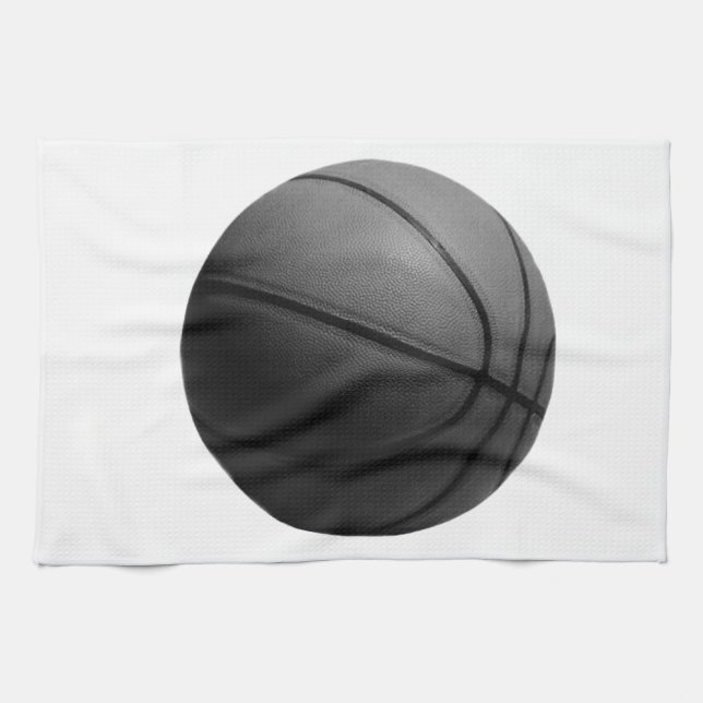 Black & White Basketball Kitchen Towel (Horizontal)