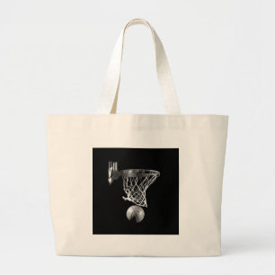 Black & White Basketball Large Tote Bag