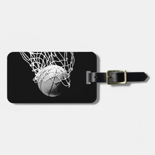 Black  White Basketball Luggage Tag