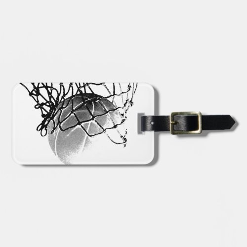 Black  White Basketball Luggage Tag