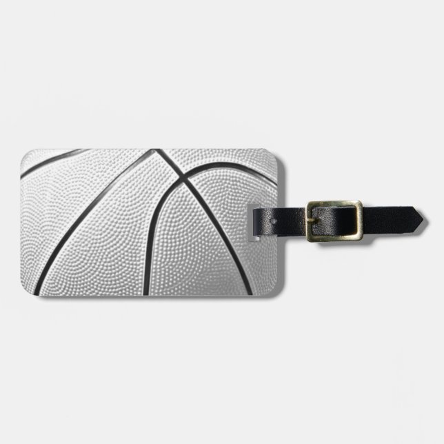 Black & White Basketball Luggage Tag (Front Horizontal)
