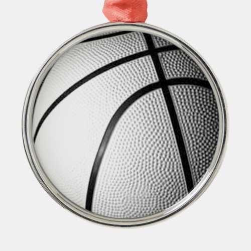 Black  White Basketball Metal Ornament