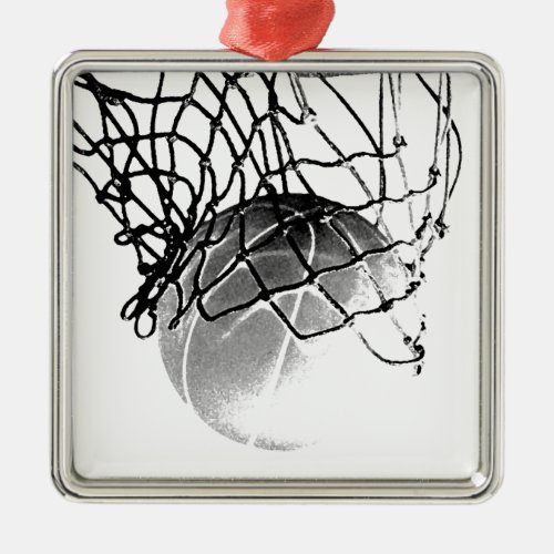 Black  White Basketball Metal Ornament