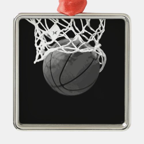 Black  White Basketball Metal Ornament