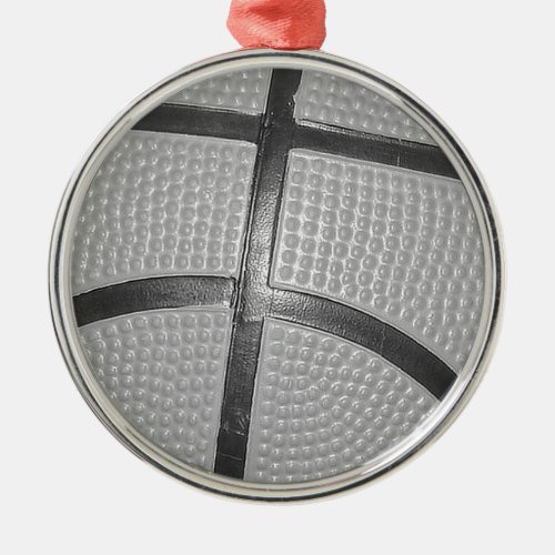 Black  White Basketball Metal Ornament