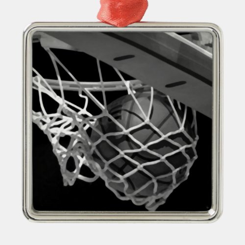 Black  White Basketball Metal Ornament