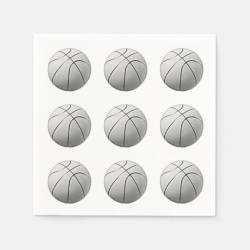 Black  White Basketball Napkins