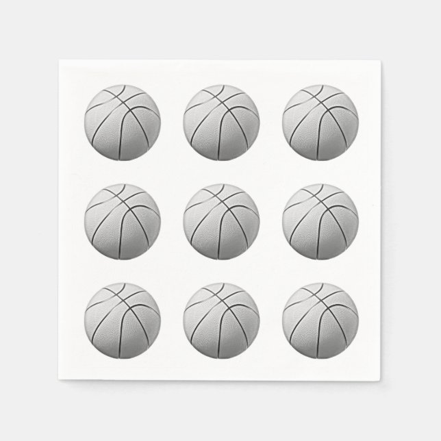 Black & White Basketball Napkins (Front)
