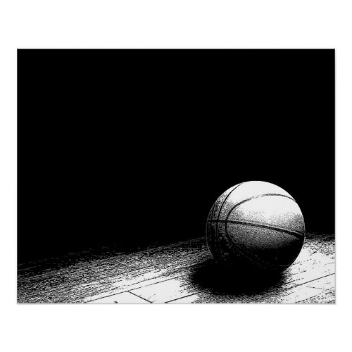 Black  White Basketball Perfect Poster