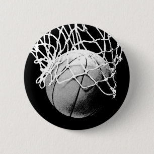 Black & White Basketball Pinback Button