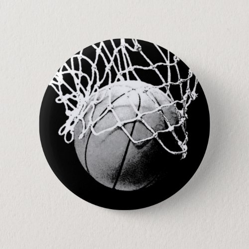Black  White Basketball Pinback Button