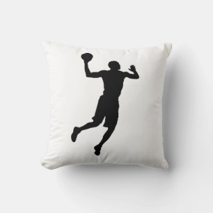 Black White Basketball Player Silhouette Throw Pillow