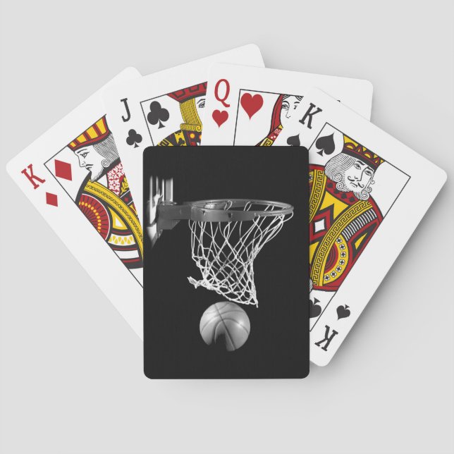 Black & White Basketball Poker Cards (Back)